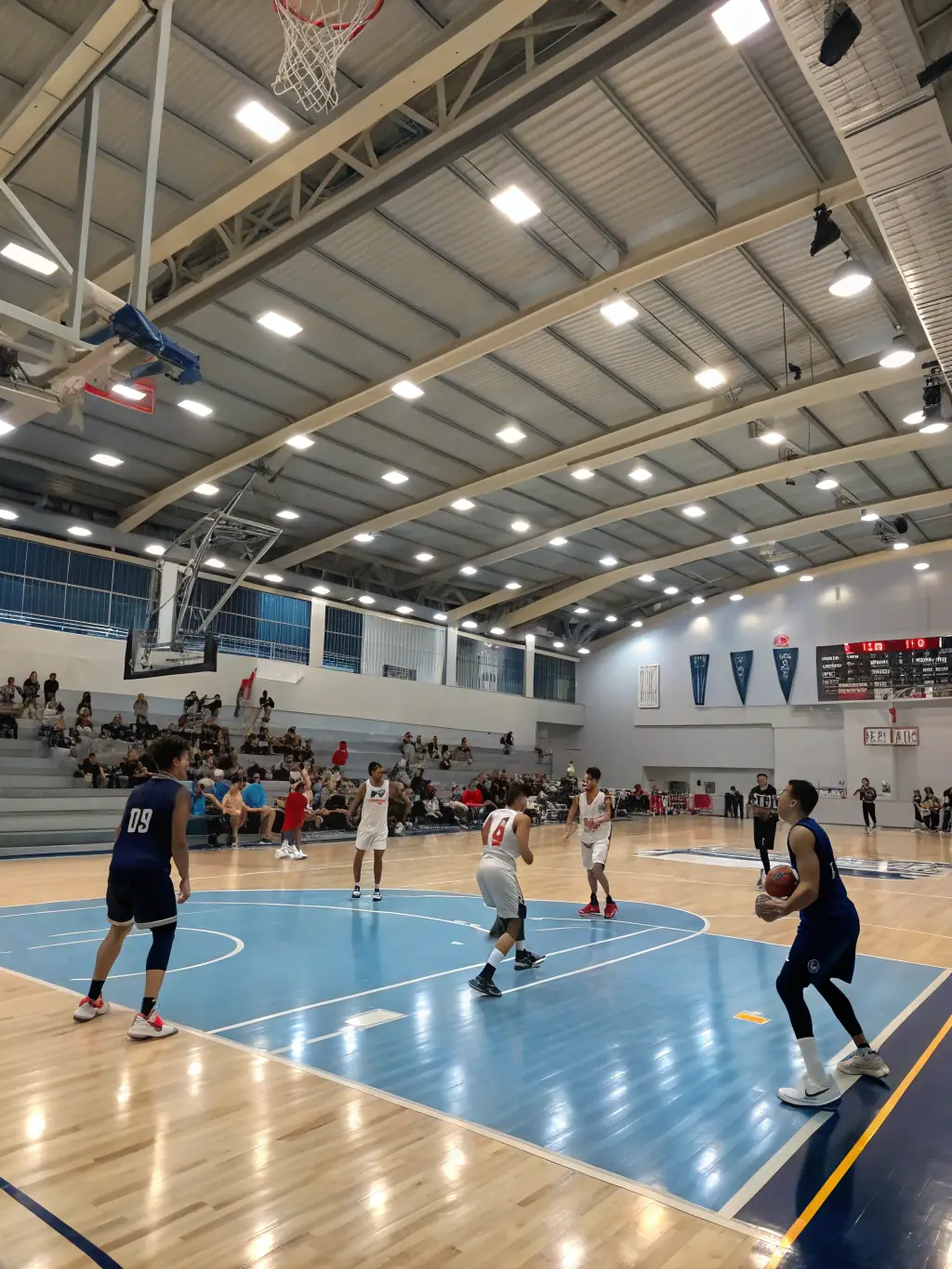 An action shot of participants engaged in a basketball game, highlighting the energy and competitive spirit fostered by Club Sportif Argentais.