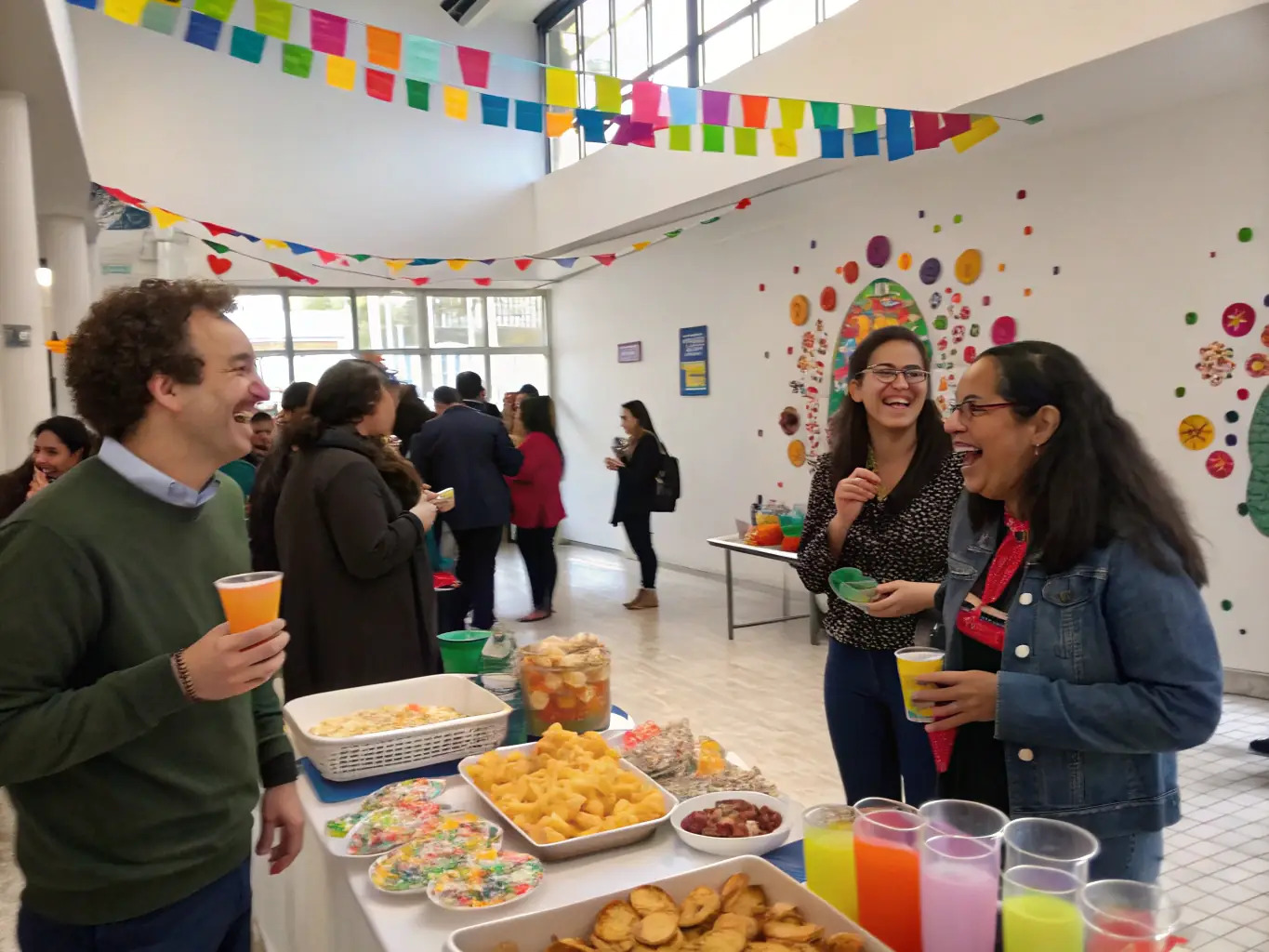 A vibrant image of members of CLUB SPORTIF ARGENTAIS laughing and interacting during a social event, emphasizing the club's community aspect.